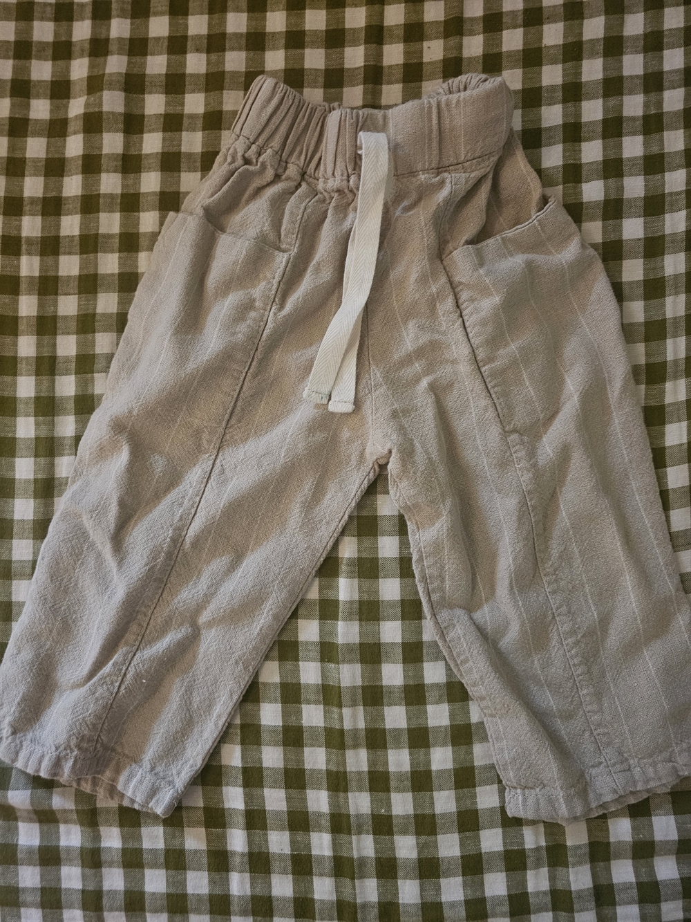 Kids Beige Drawstring Casual Pants